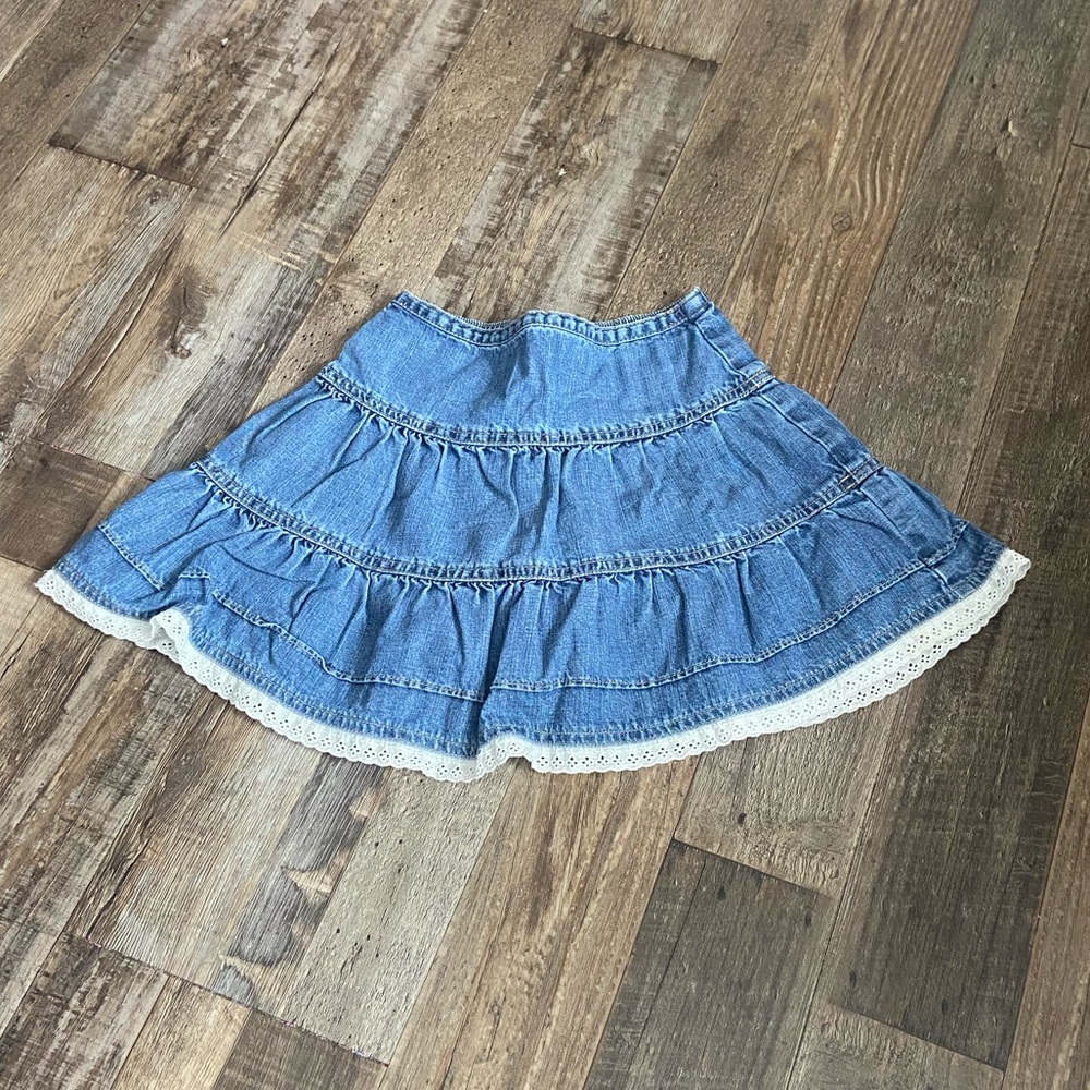 Baby GAP Denim Skirt with White Lace Trim